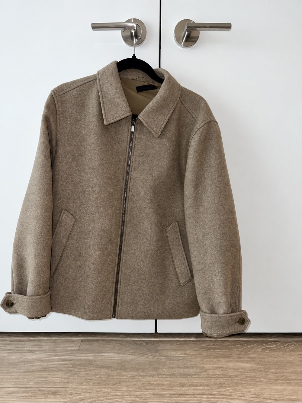 Uniqlo Men's Zip-Up Wool Jacket - Taupe Brown
